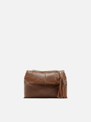 Bolsa Tiracolo Marrom Couro Pequena Barbicacho