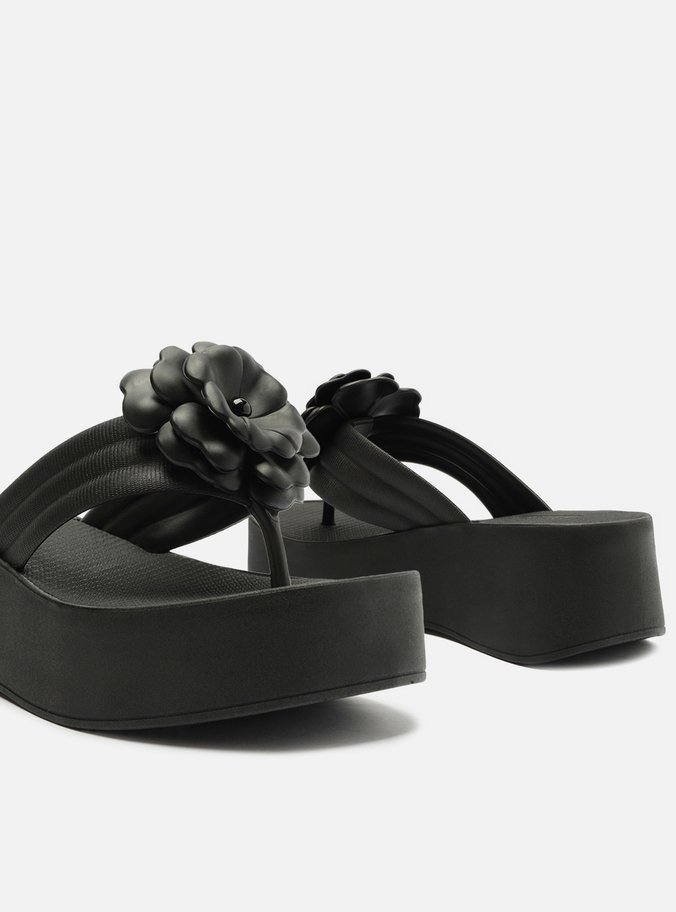 Tamanco Preta Flatform Lulu Flor