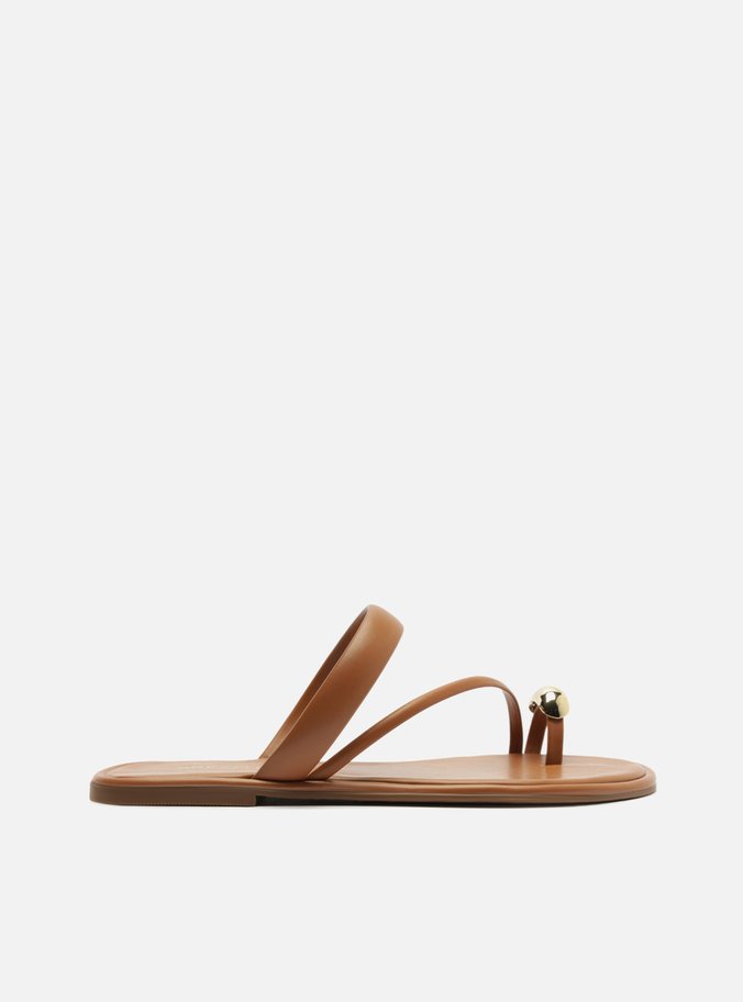 Sandália Rasteira Marrom Bico Redondo