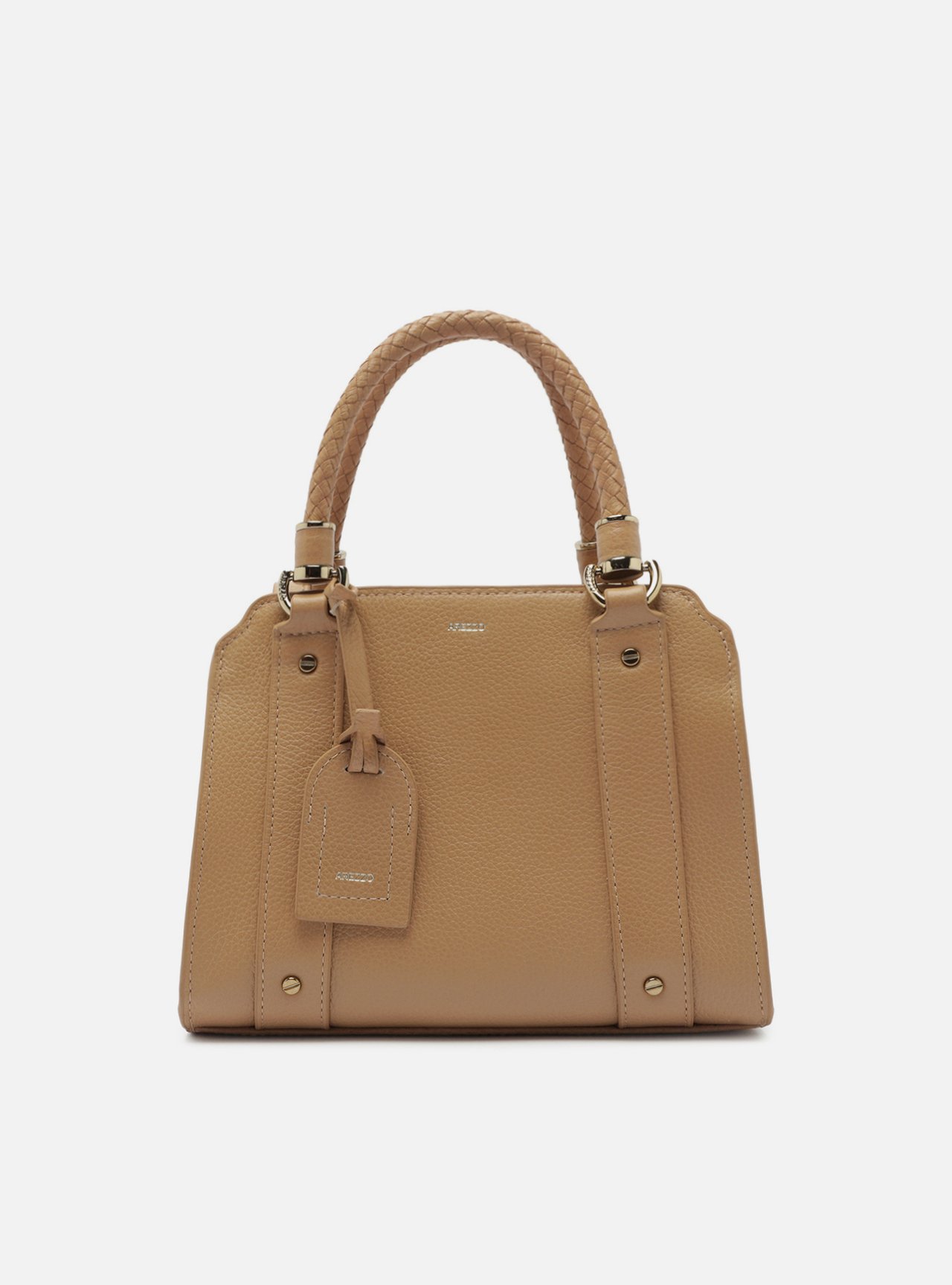 Bolsa Tote Bege Couro Piazza Média — foto 1