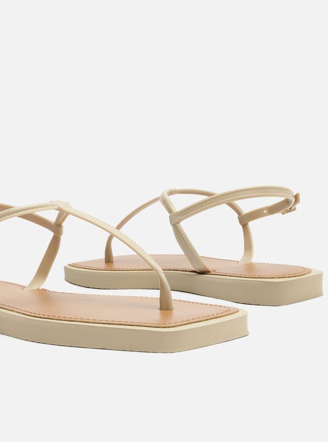 Sandália Rasteira Off-White Slim Square Brizza