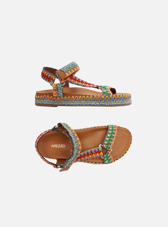 Sandália Marrom Flatform Crochê Color Mya