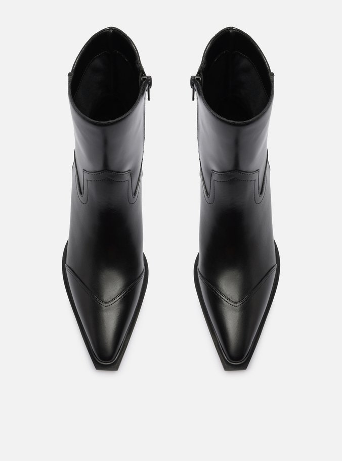 Bota Preta Couro Cano Curto Western