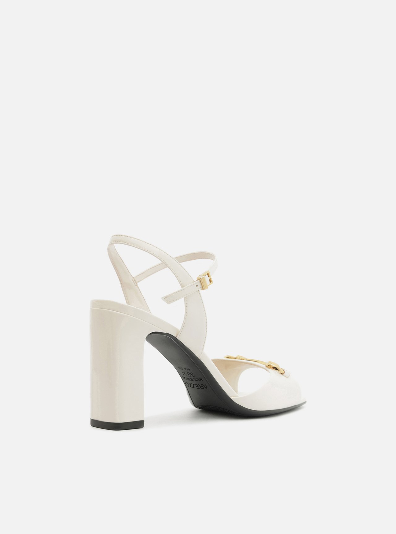 Sandália Branca Verniz Salto Bloco Slingback Bridão — foto 3