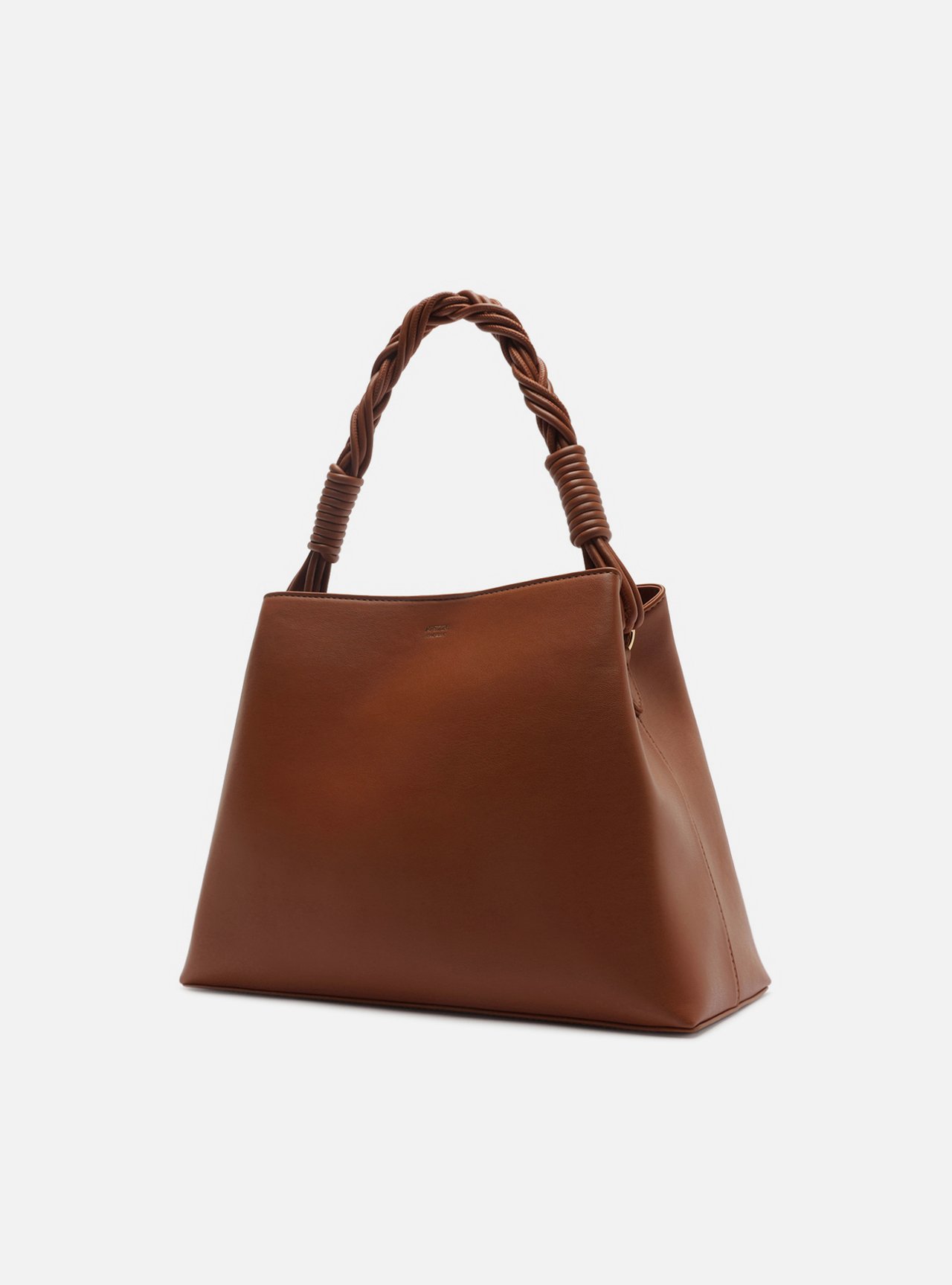 Bolsa Tote Marrom Média Alça Trançada — foto 2