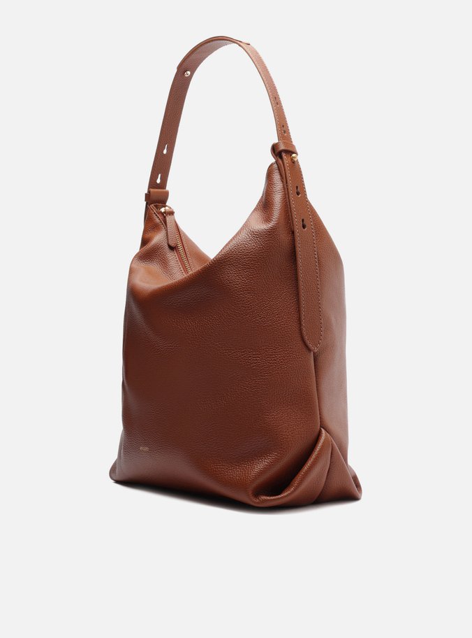 Bolsa Hobo Marrom Couro Grande Detalhe Tiras