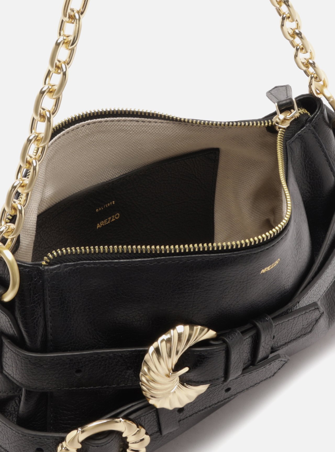 Bolsa Shoulder Preta Couro Pequena Corrente — foto 4