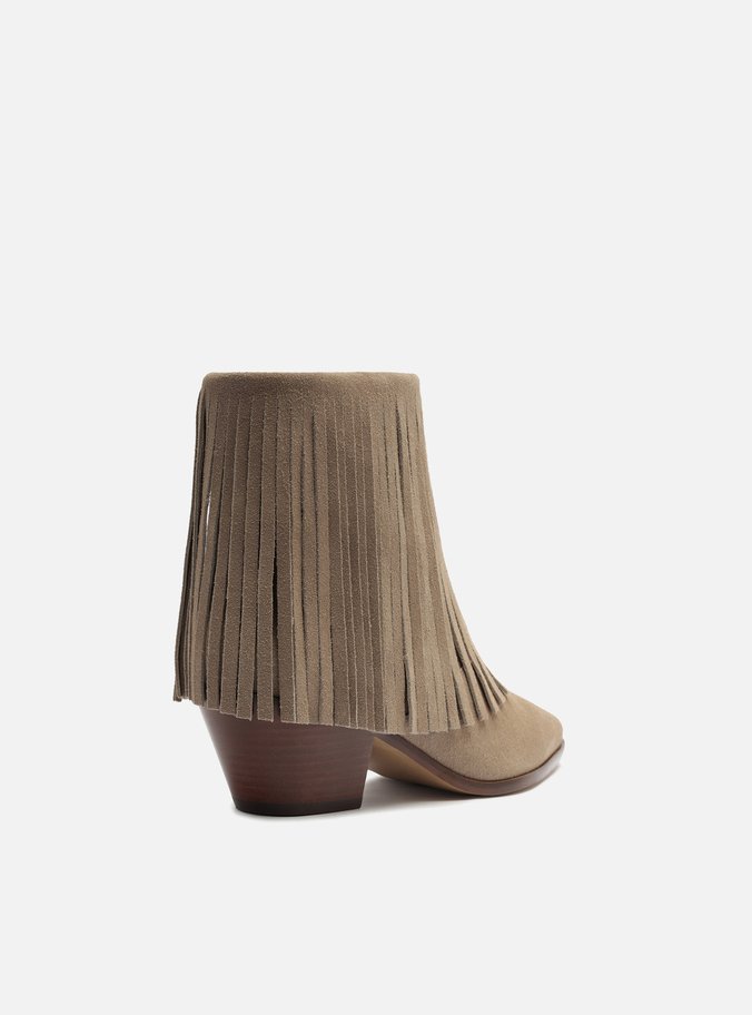 Bota Cinza Acamurçada Cano Curto Western Franjas