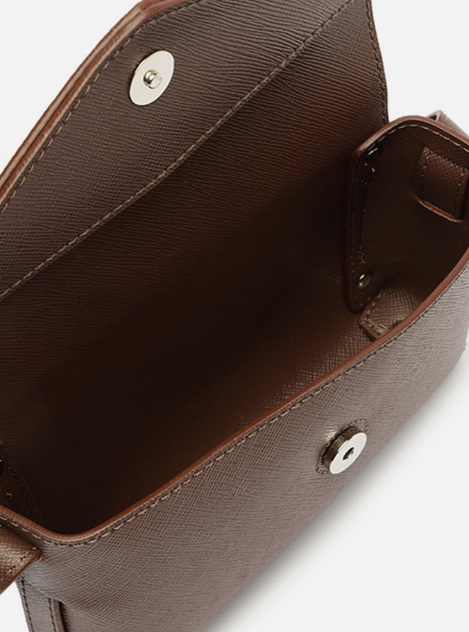Bolsa Tiracolo Marrom Escura Pequena Envelope
