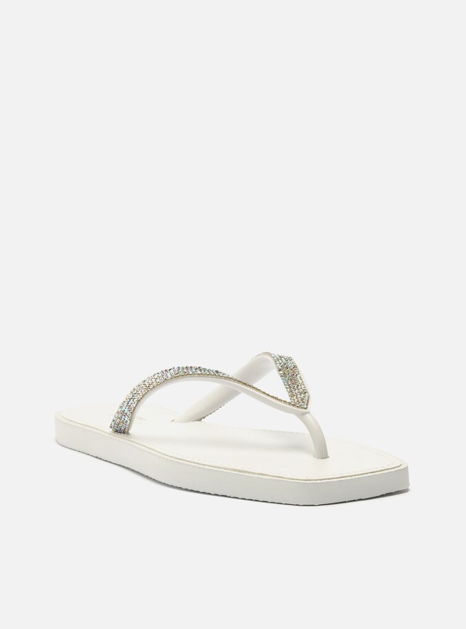 Chinelo de Dedo Branco Recouro Square Strass