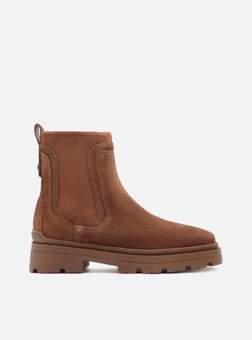 Bota Marrom Couro Cano Curto Tratorada Elástico