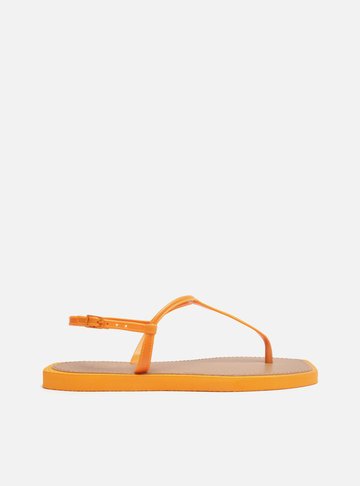 Sandália Rasteira Laranja Slim Square Brizza