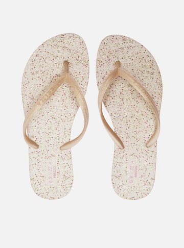 Arezzo — Chinelo de Dedo Dourado Bico Redondo