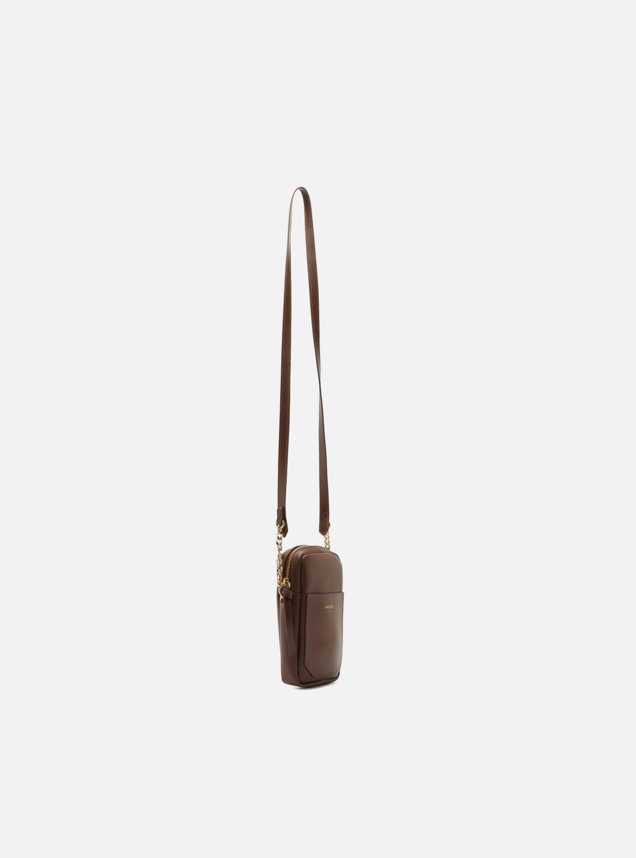 Bolsa Porta Celular Marrom Pequena Alça Corrente — foto 5