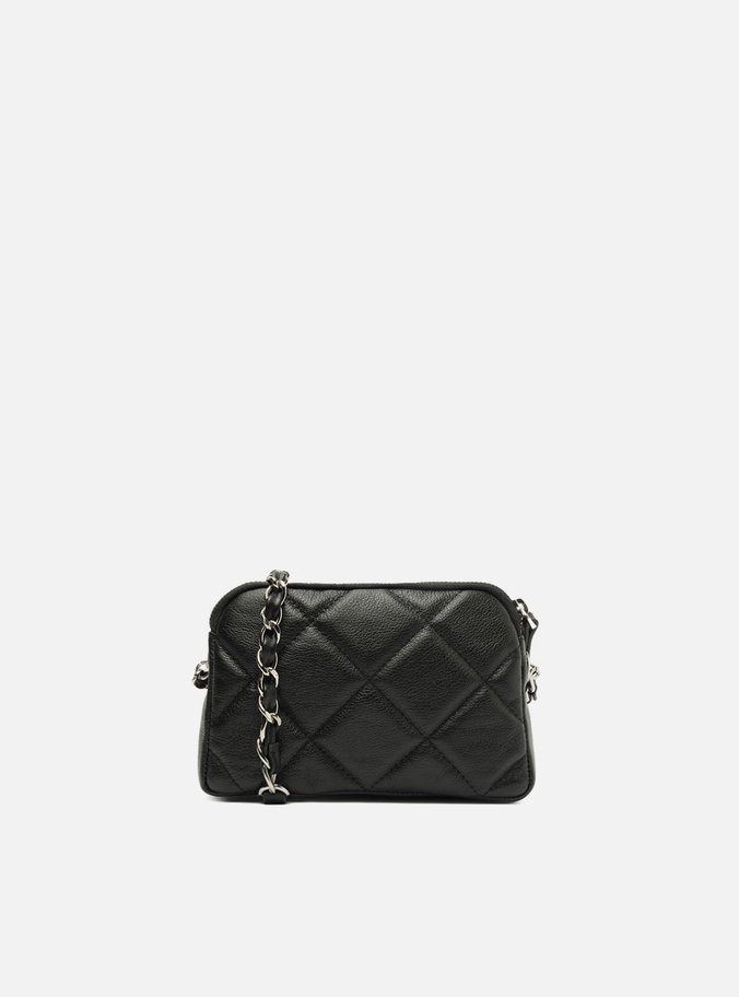 Bolsa Tiracolo Preta Couro Mizz Pequena Zíper