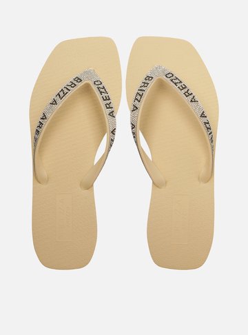 Arezzo — Chinelo de Dedo Branca Bico Quadrado Brizza