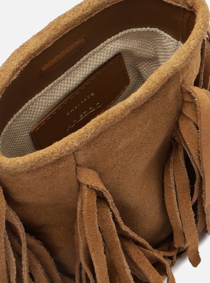 Mini Bag Marrom Suede Franjas Porta-Celular