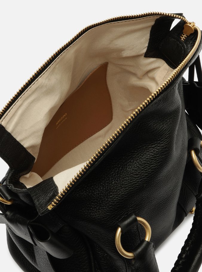 Bolsa Tote Preta Couro Pequena Alças Mix