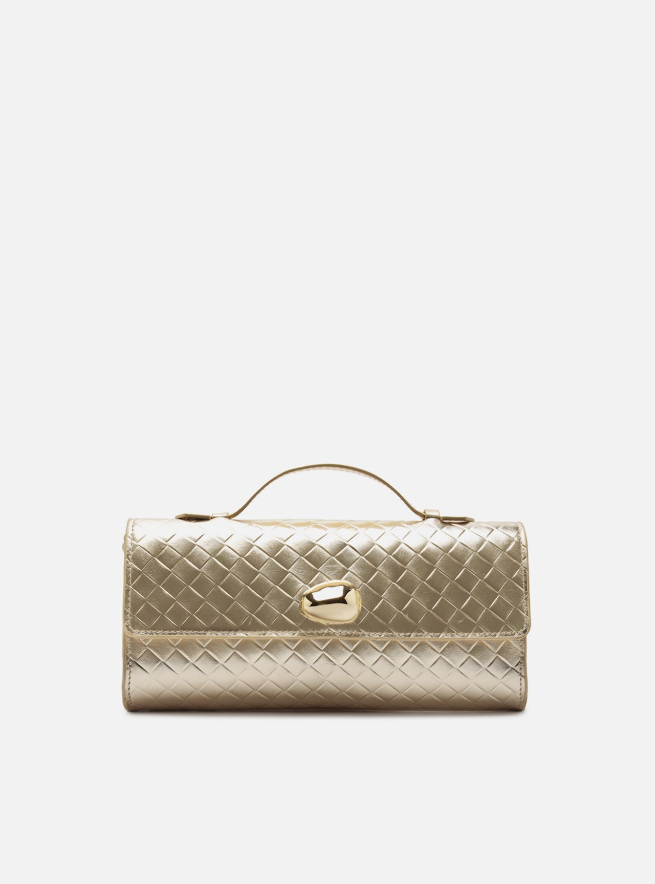 Bolsa Tiracolo Dourada Couro Média Tressê — foto 1