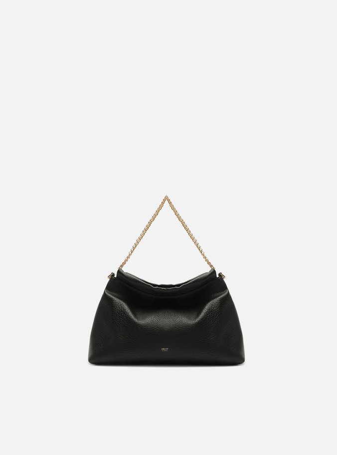 Bolsa Hobo Preta Média Alça Corrente