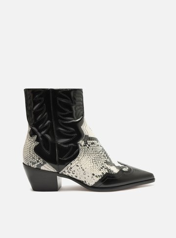 Bota Preta Couro Cano Curto Western Snake