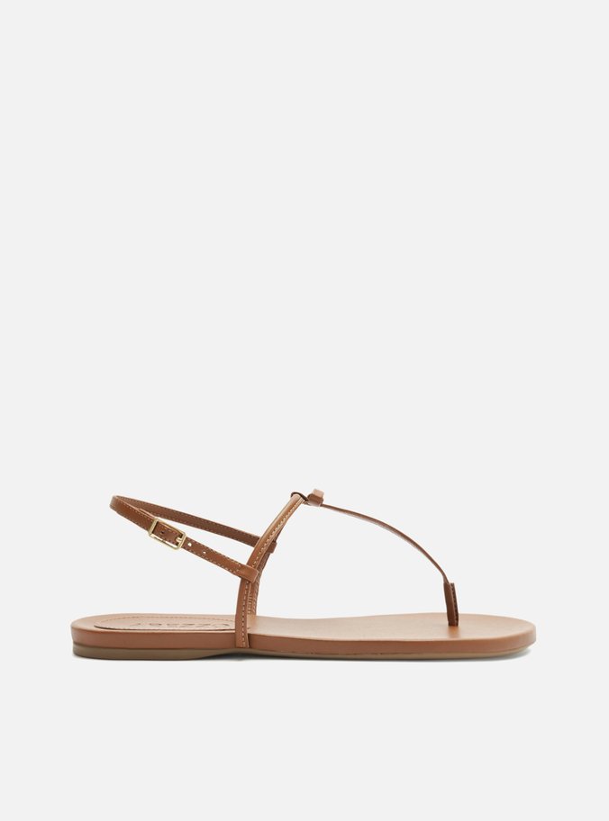 Sandália Rasteira Marrom Tiras Slim Laço