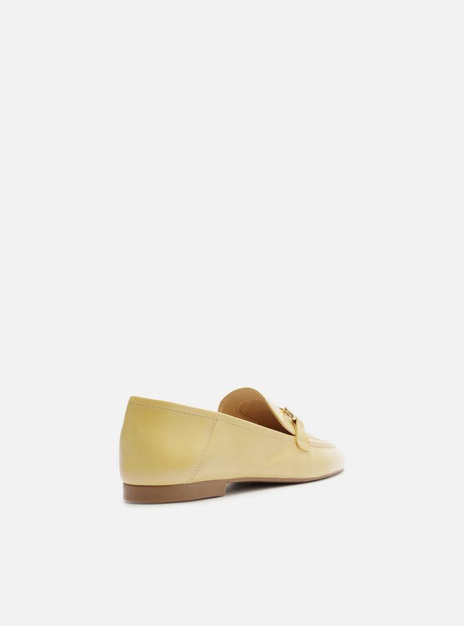 Mocassim Amarelo Couro Bridão Metálico Básico Luma