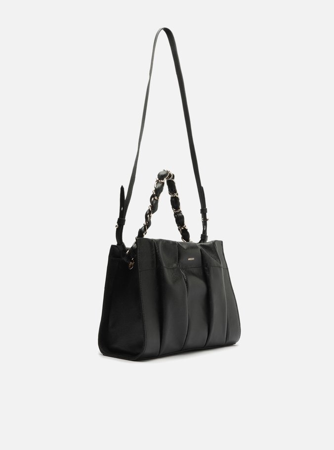 Bolsa Tote Preta Couro Milano Média