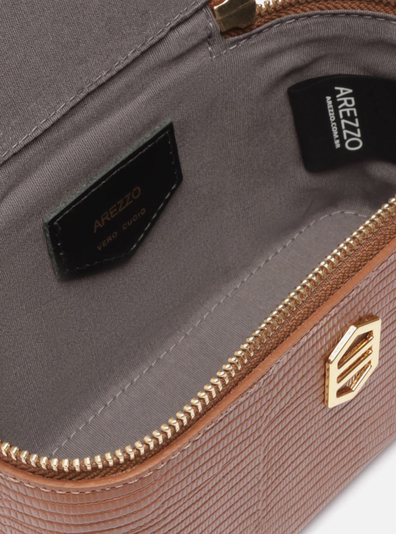Bolsa Tiracolo Marrom Couro Pequena Croco Corrente — foto 4