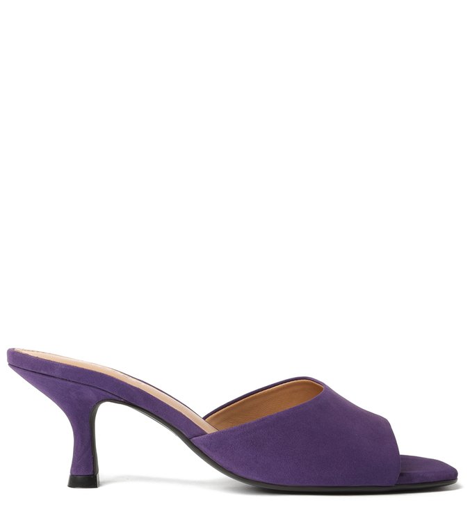 Mule Roxa Nobuck Bico Quadrado