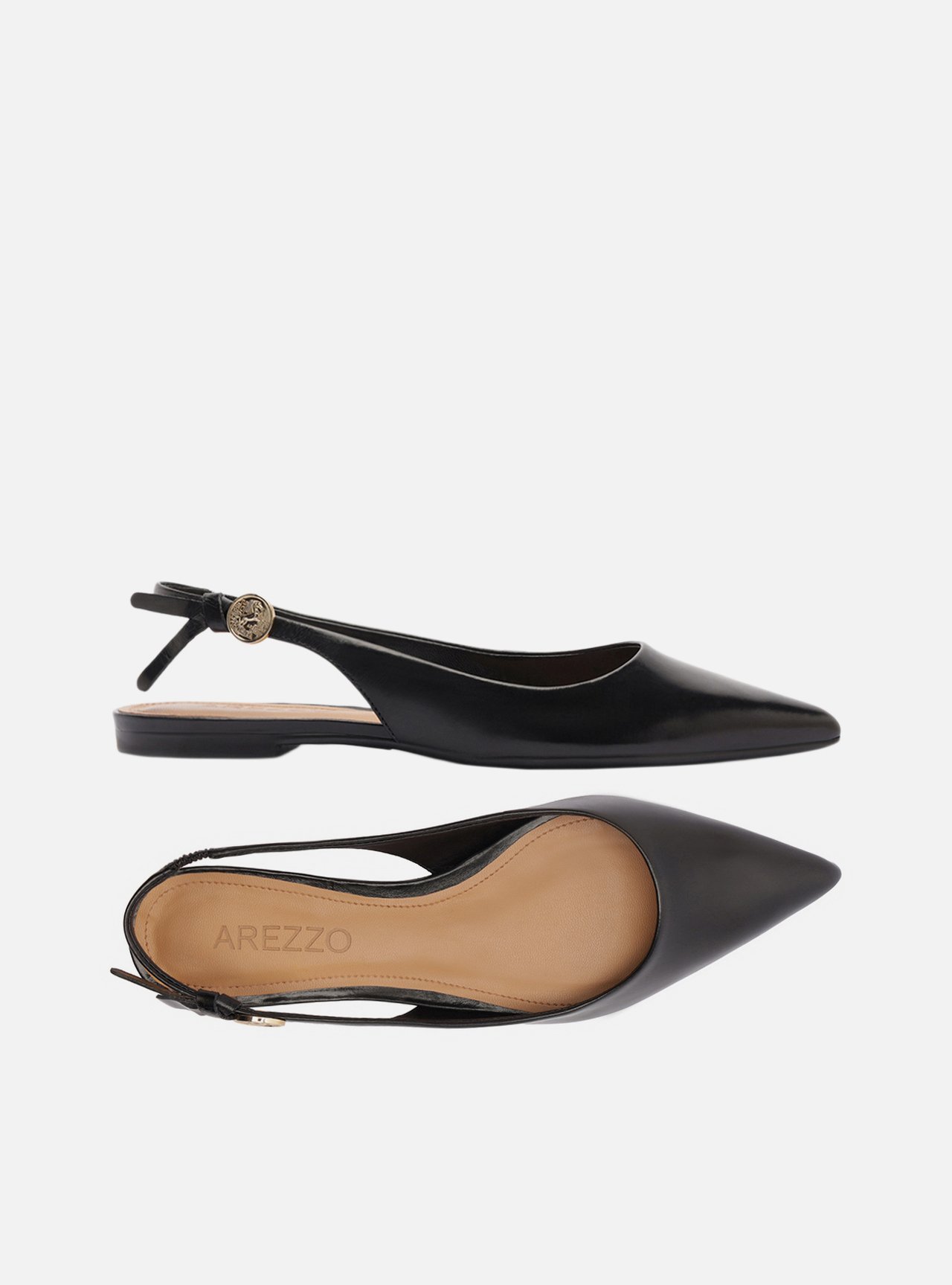 Sapatilha Preta Couro Slingback Metal Heritage — foto 5