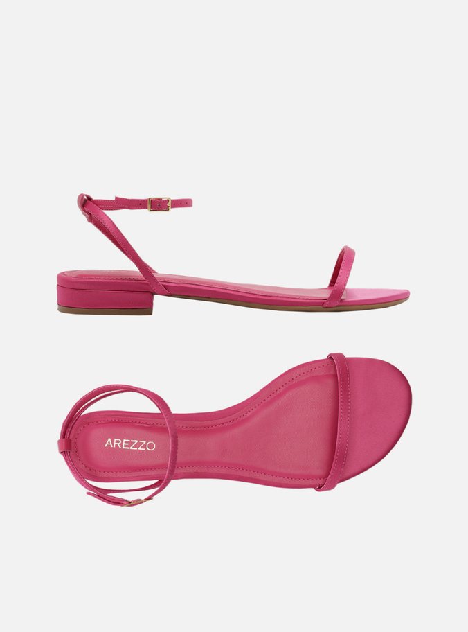 Sandália Rasteira Rosa Minimalista Preta