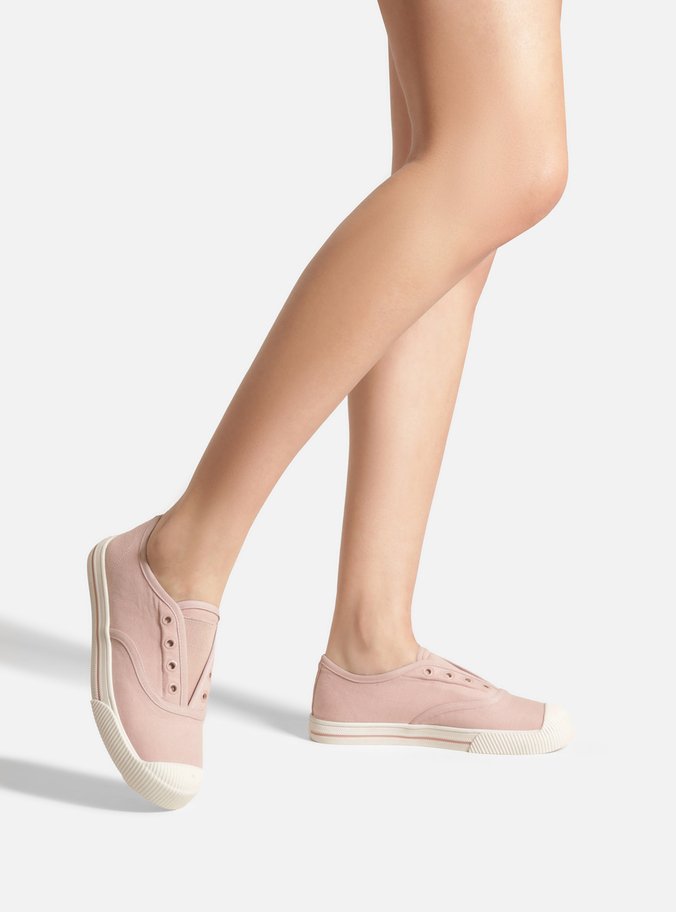 Tênis Slip On Rosa Lona Elástico
