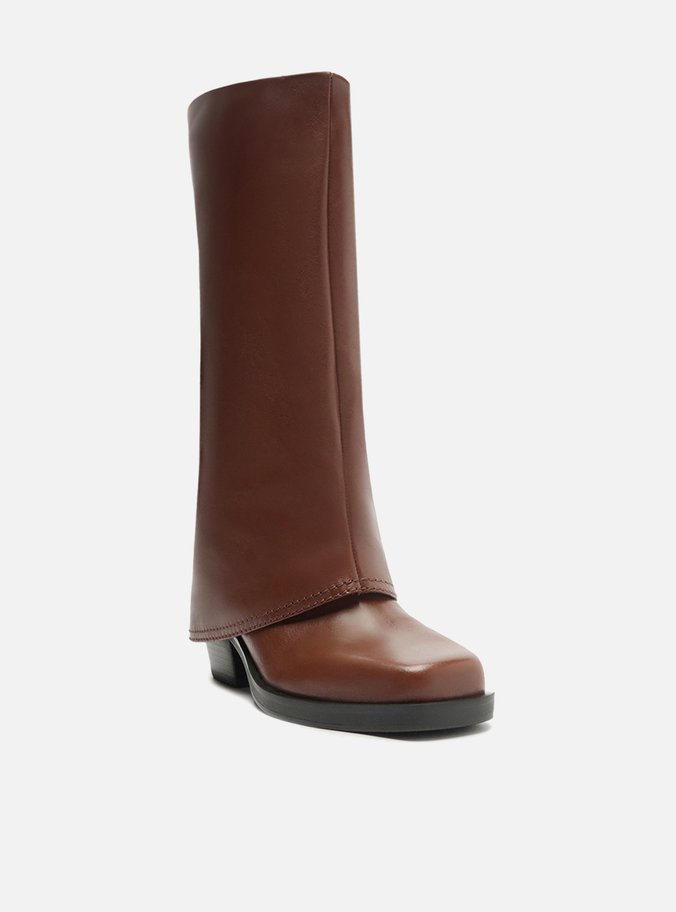 Bota Marrom Couro Cano Médio Montaria Capa