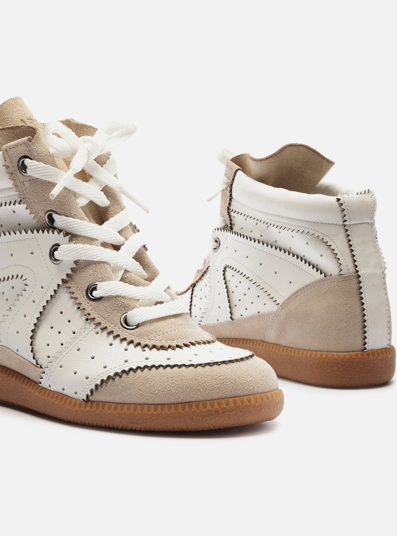 Tênis Sneaker Branco Couro Cano Médio Amarração — foto 5