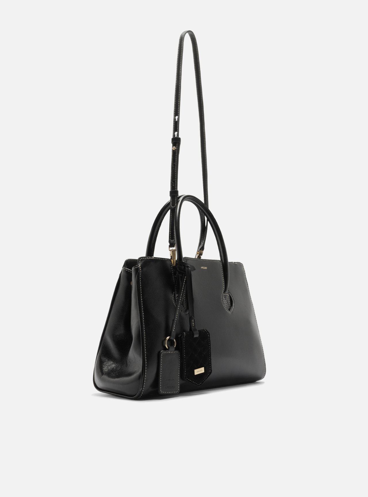 Bolsa Tote Preta Couro Heritage Média — foto 5