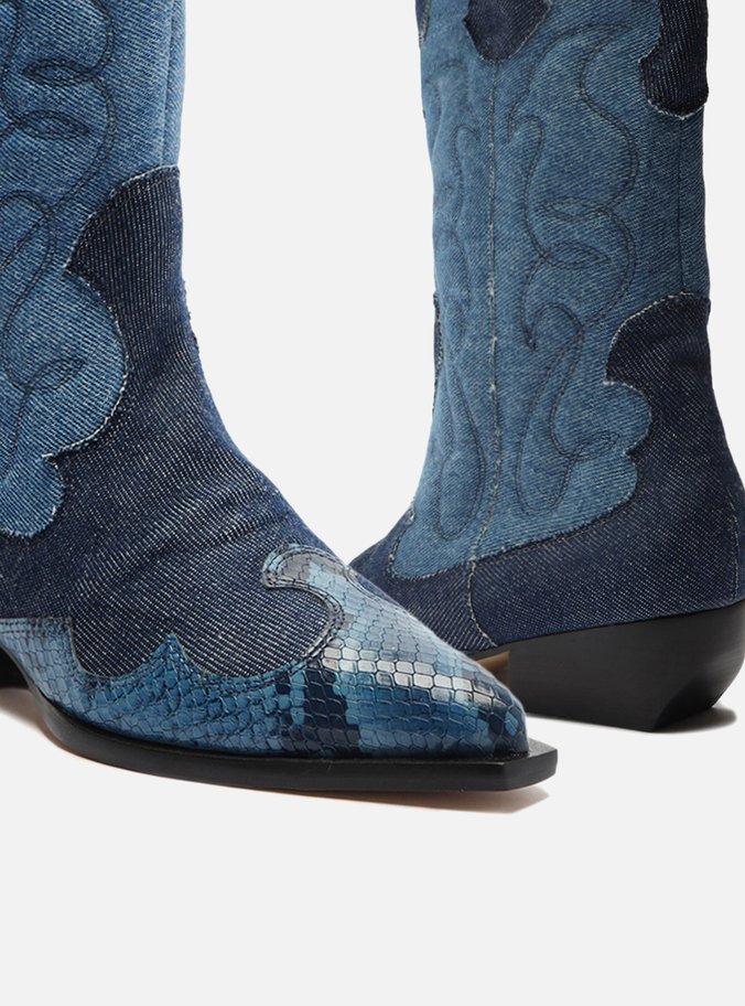 Bota Azul Jeans Cano Médio Western Georgia