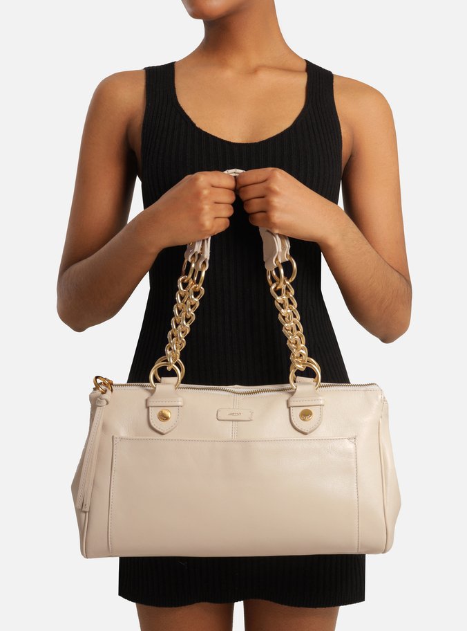 Bolsa Tote Off White Couro Grande Alças Bolso