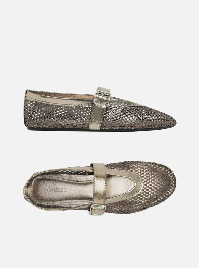 Sapatilha Bronze Tela Fivela