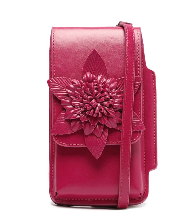 Mini Bolsa Porta-Celular Rosa Couro Frida