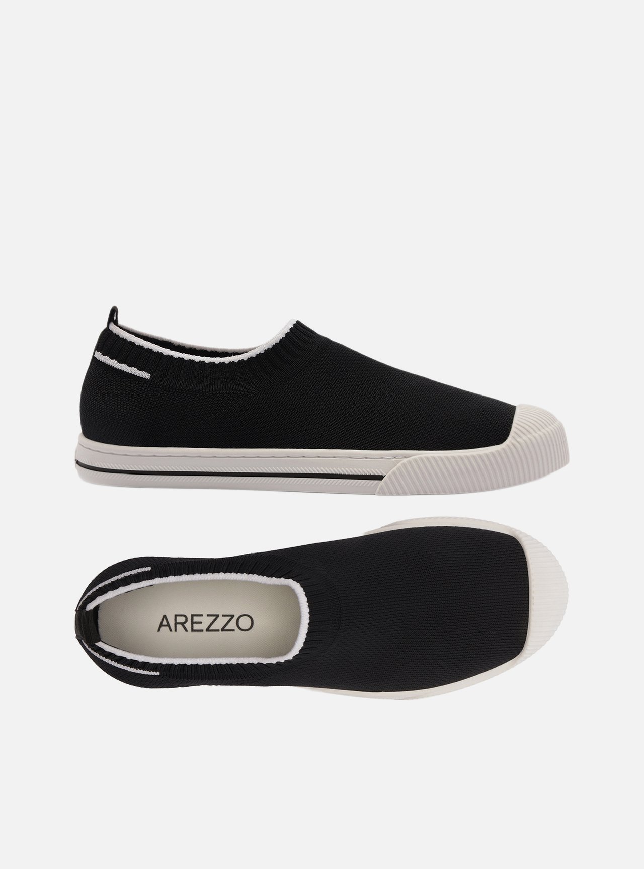 Tênis Slip On Preto Knit Detalhe Branco — foto 5