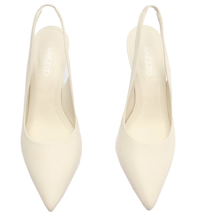 Scarpin Branco Couro Salto Taça Slingback