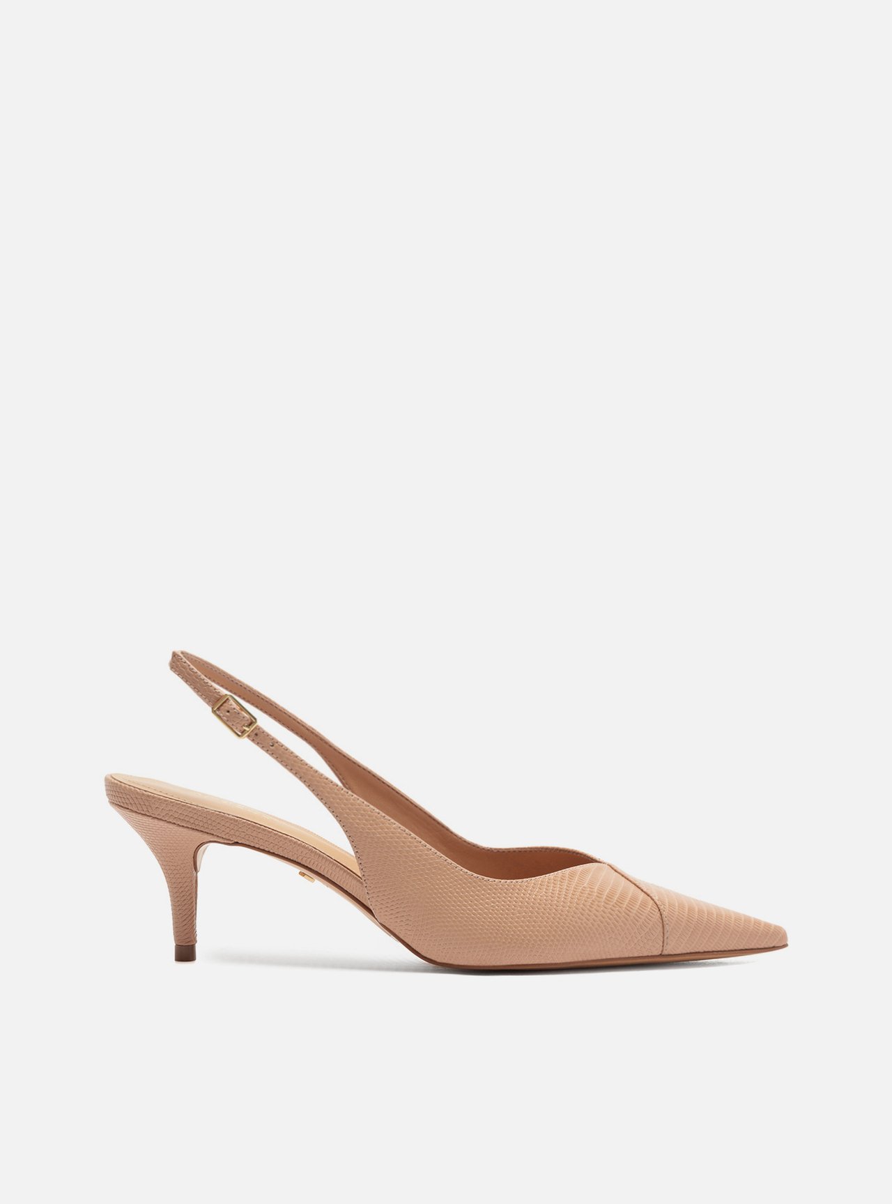 Scarpin Bege Lizard Salto Kitten Slingback — foto 1