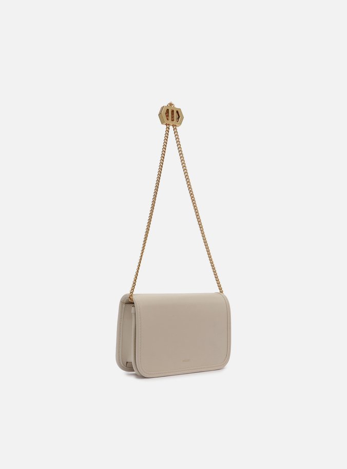 Bolsa Tiracolo Branca Couro Pequena Corrente
