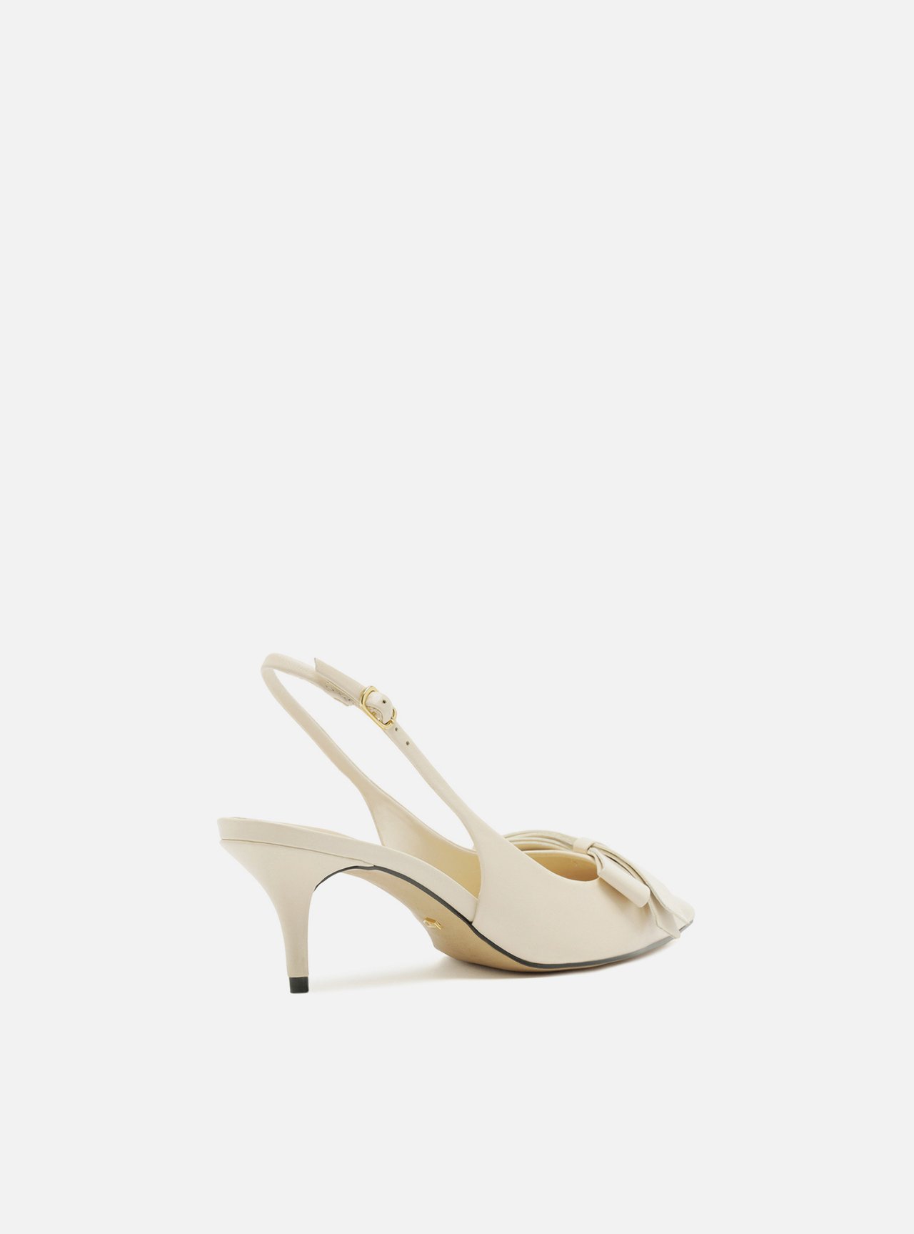 Scarpin Branco Couro Slingback Laço Lateral — foto 3