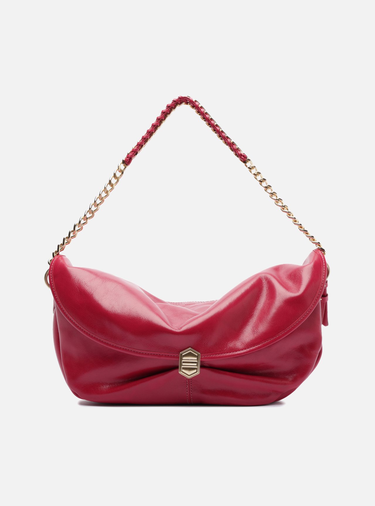 Bolsa Tiracolo Vermelha Couro Metais — foto 1