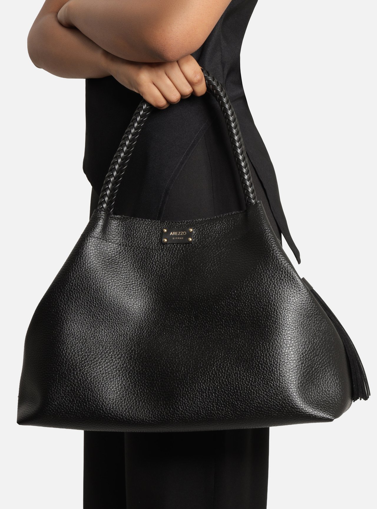 Bolsa Tote Preta Grande Tressê — foto 6