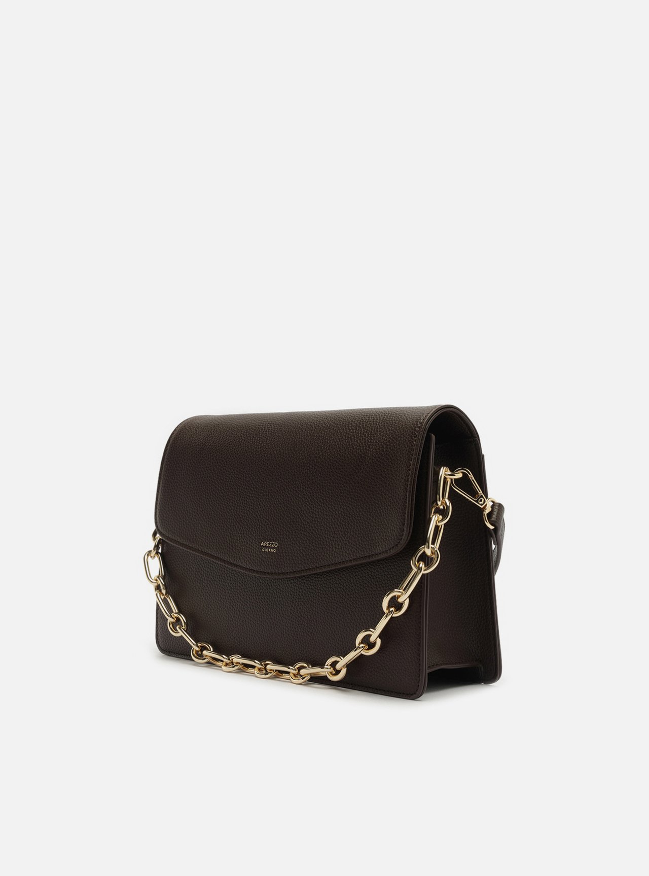 Bolsa Tiracolo Marrom Média Alça Corrente — foto 2