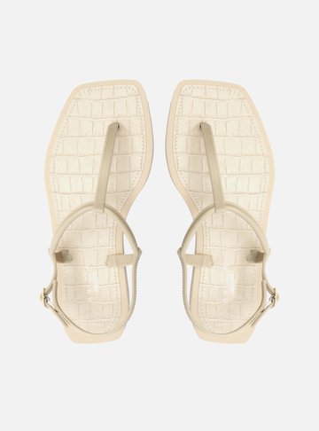 Sandália Rasteira Off-White Square Palmilha Croco