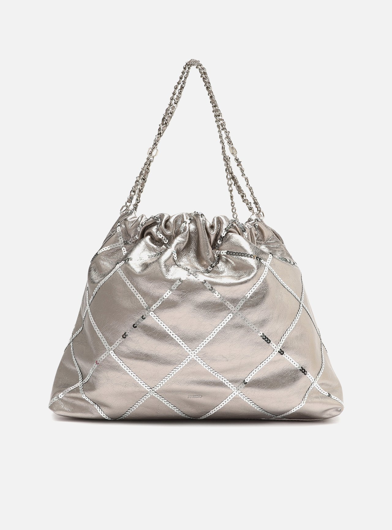 Bolsa Hobo Prateada Couro Grande Matelassê Corrente — foto 3